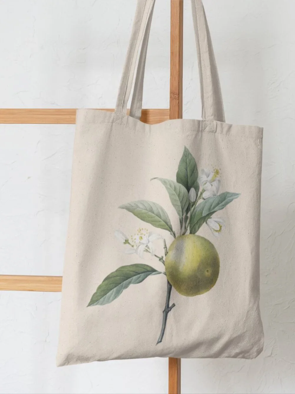 Orange Vintage Floral Print Graphic Canvas Tote Bag